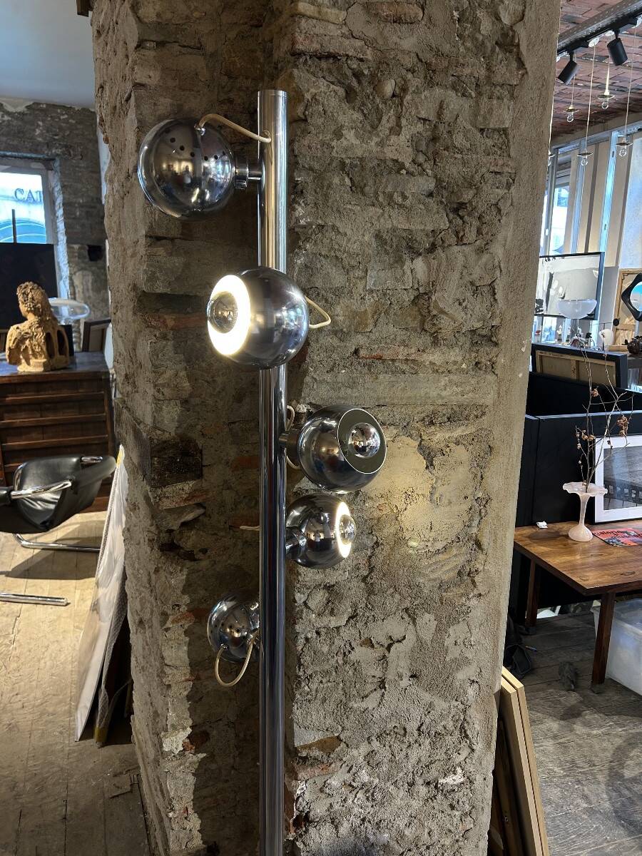 Rare magnetic eyeball floor lamp by Goffredo Reggiani