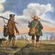 Hunting return oil on canvas 19th century