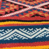 Multicolored Berber kilim rugs woven hands in natural wool