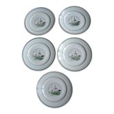 Lot de 5 assiettes à dessert anciennes St Amand décor Flandres