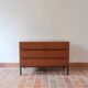 Teak chest of drawers with 3 drawers, black metal legs, 1960s.