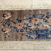 Luxurious Rug 100% SILK/China/Hand-Tied/Crane Motif/1950s