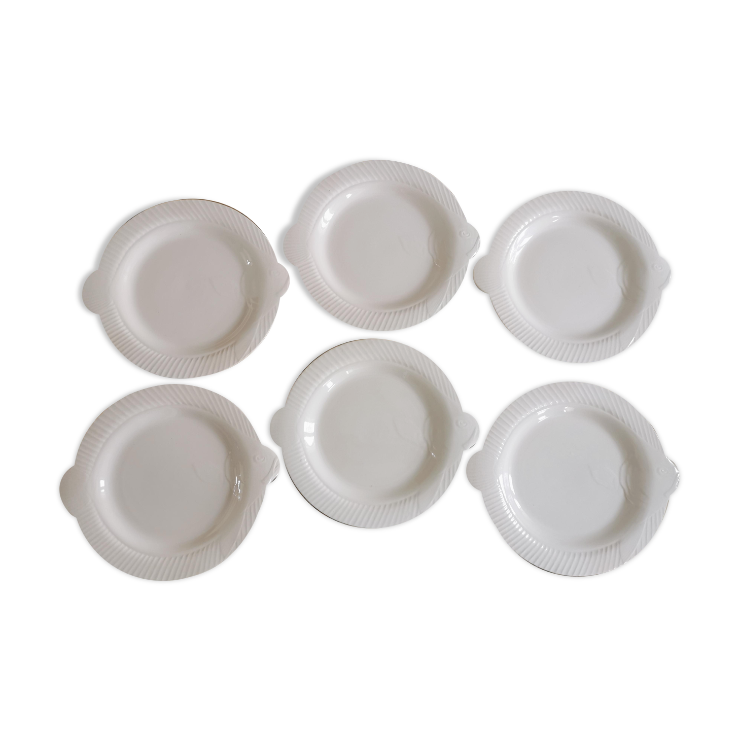 Set de 6 assiettes poisson Digoin Sarreguemines