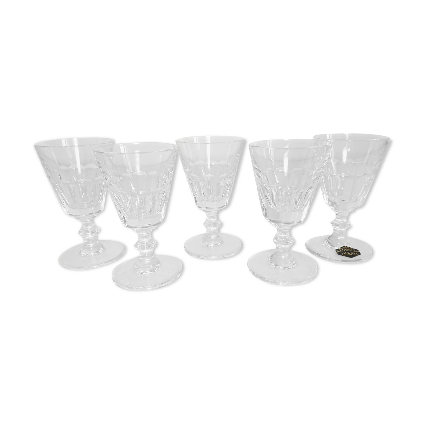 Five faceted glasses, caton collection, Saint-Louis crystal factory