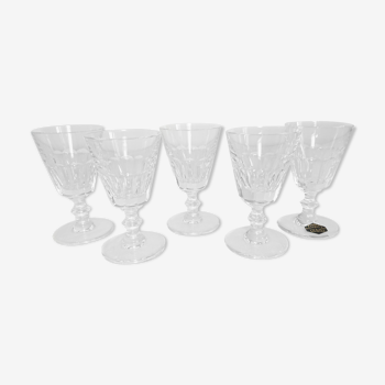 Cinq verre à facettes, collection caton, cristallerie de Saint-Louis