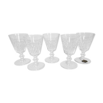 Five faceted glasses, caton collection, Saint-Louis crystal factory
