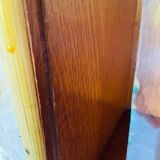 Vintage rattan and bamboo wall shelf with glass door cabinet, 1960s