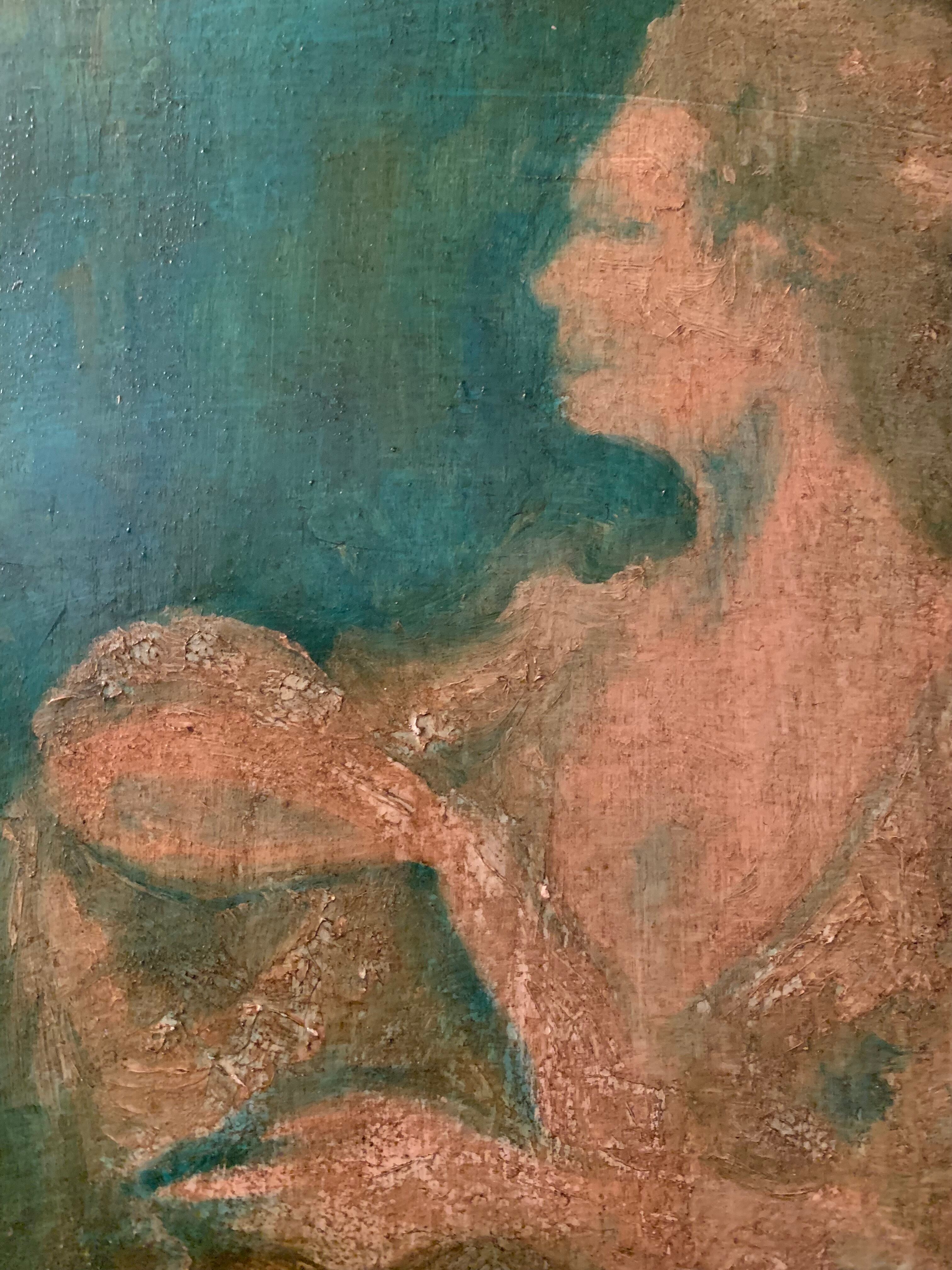 Oil on wood carried woman Versailles
