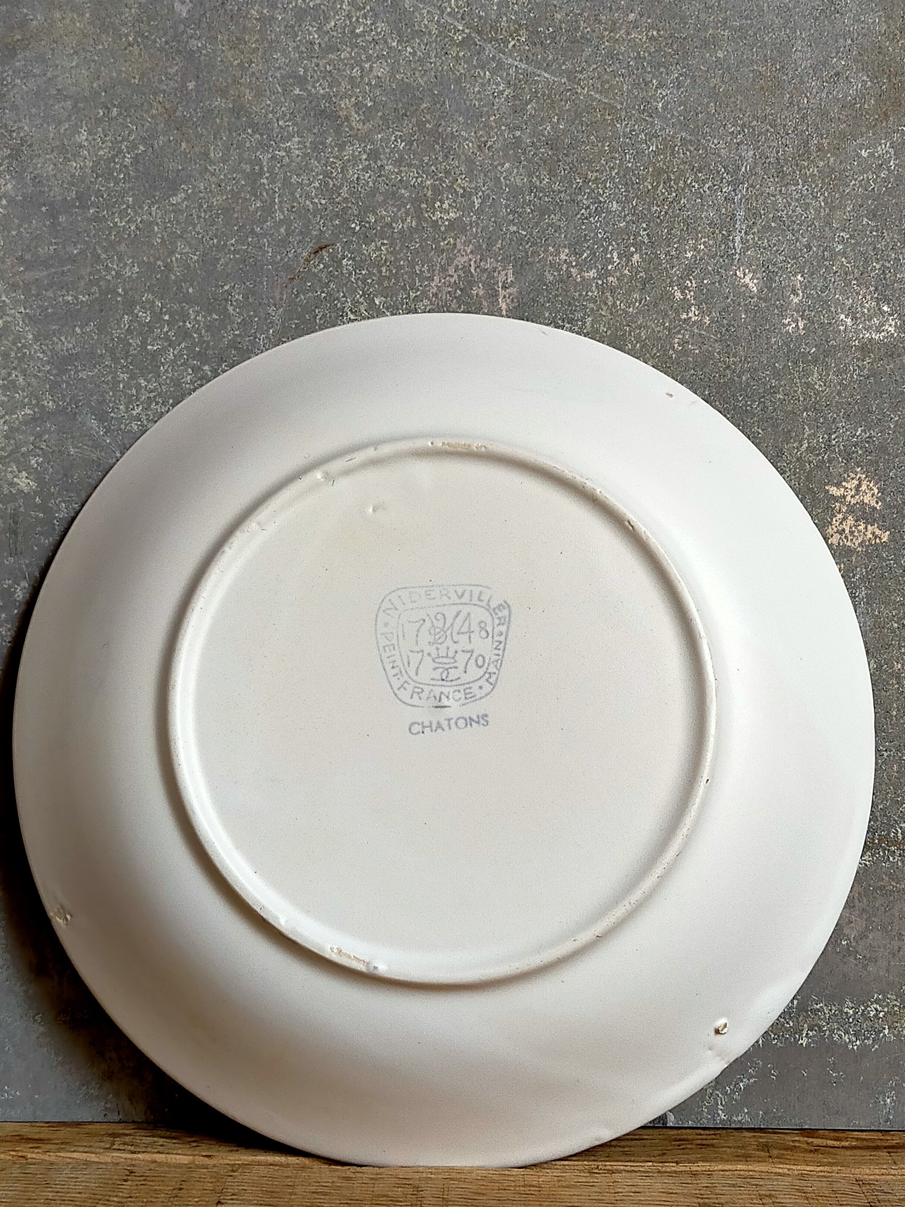 Six assiettes céramique Niderviller service "Chatons" années 50.