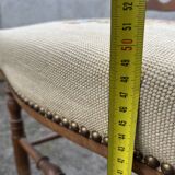 Pair of antique turned wooden chairs, embroidered upholstered seats