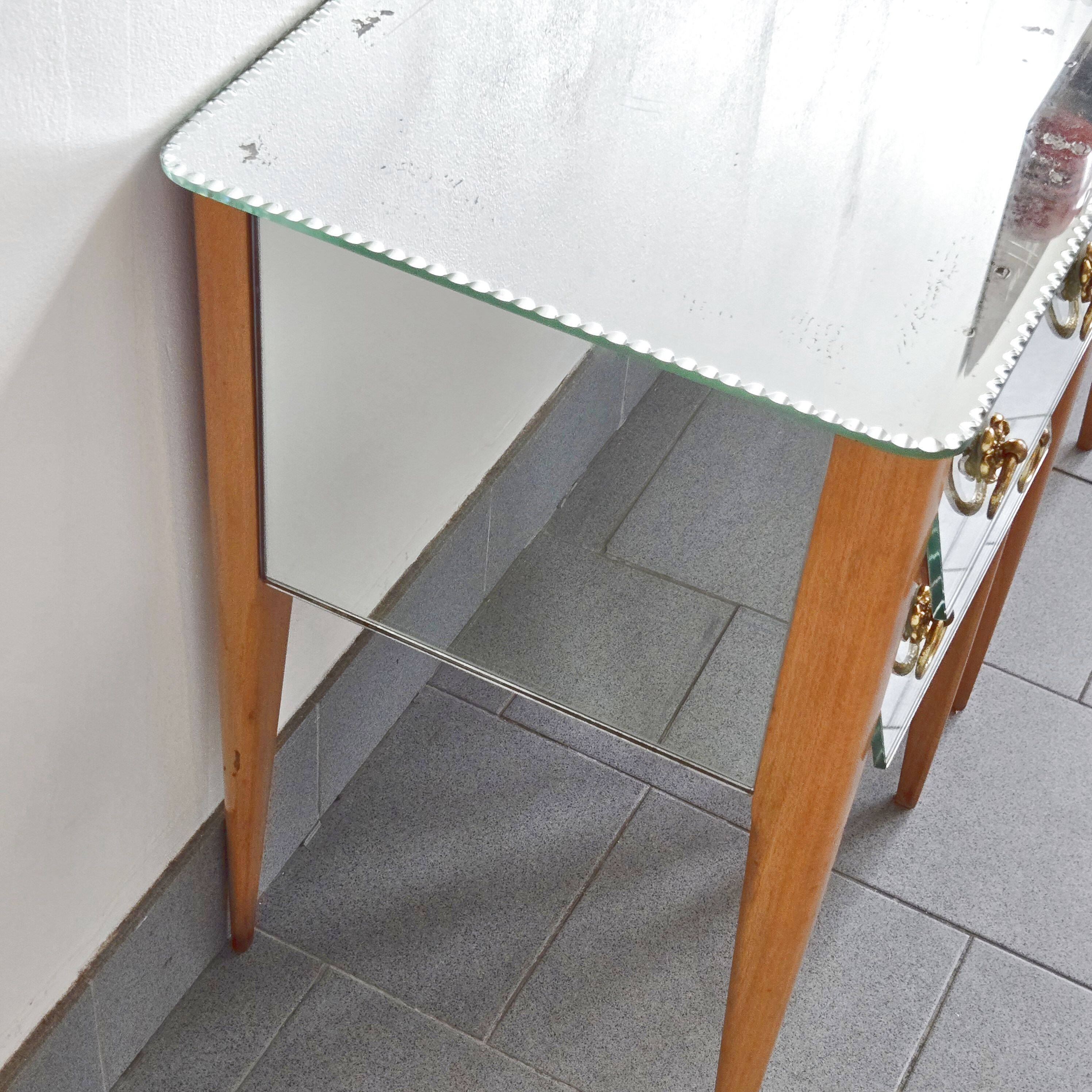 Pair of vintage 1950s mirrored bedside tables
