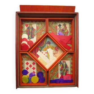 Ancient wooden yellow dwarf games - bone tokens