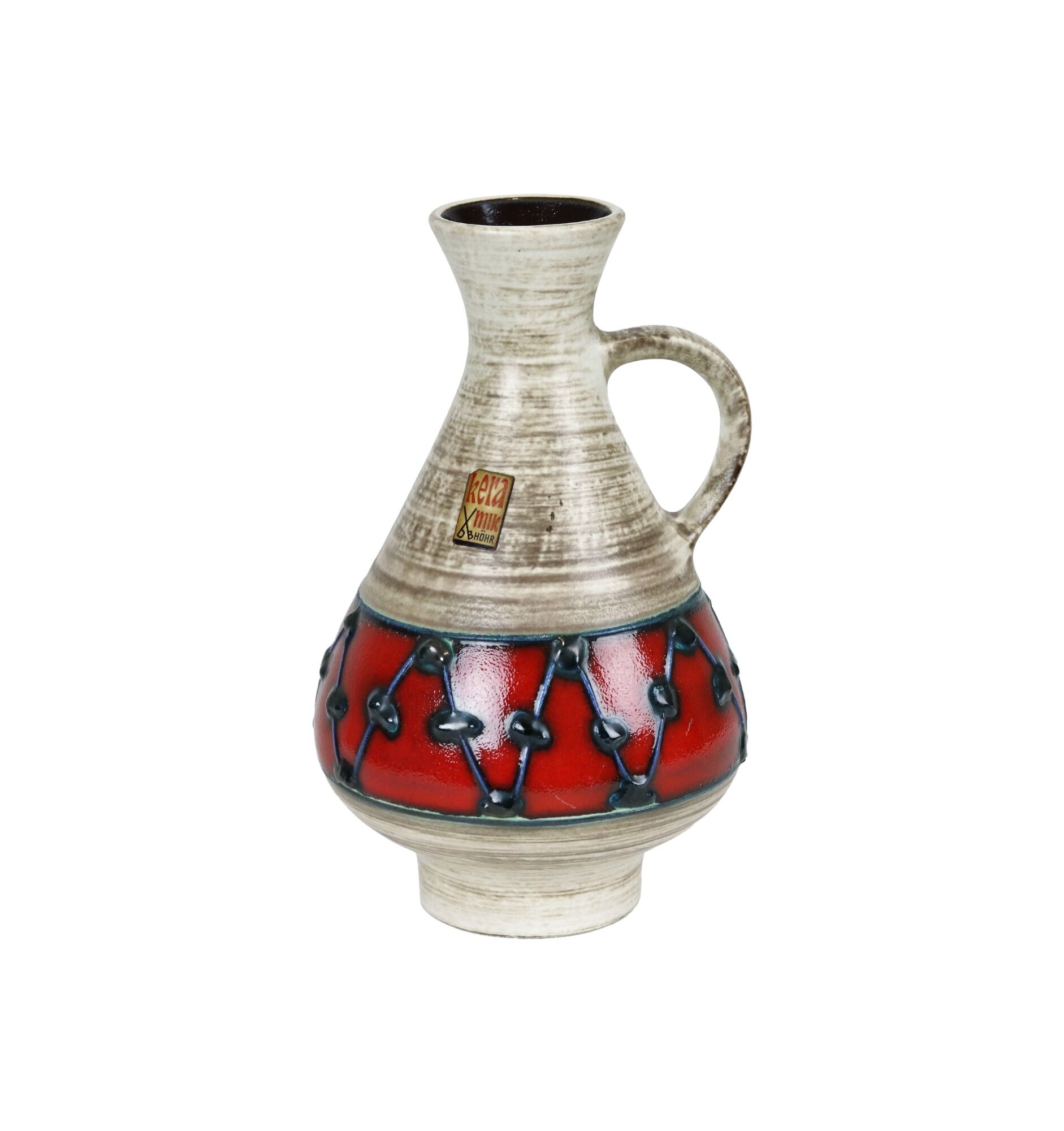 West germany vase dumler breiden red beige collector's item 21cm