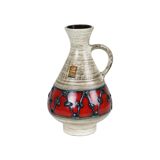 West germany vase dumler breiden red beige collector's item 21cm