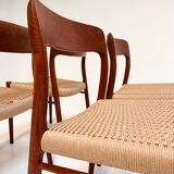 Refurbished set of 4 Model 75 chairs by Niels Møller, 1960s