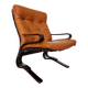 Vintage Scandinavian cognac lounge chair by Oddvin Rykken
