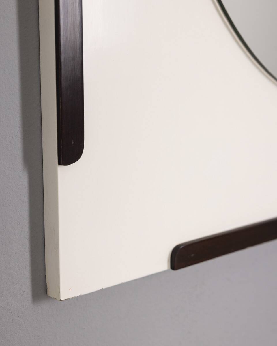 Miroir mural en bois vintage par les Sbrilli Fratelli, années 1970