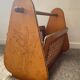 Wooden and rattan magazine rack from the 50s and 60s