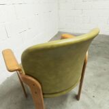 Bruno Rey solid beech bridge armchair for Dietiker 1960 green