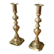 Pair of solid brass candlesticks, Georgian style
