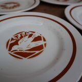 Set of 10 dessert plates iron earth Salins "Colibri" France