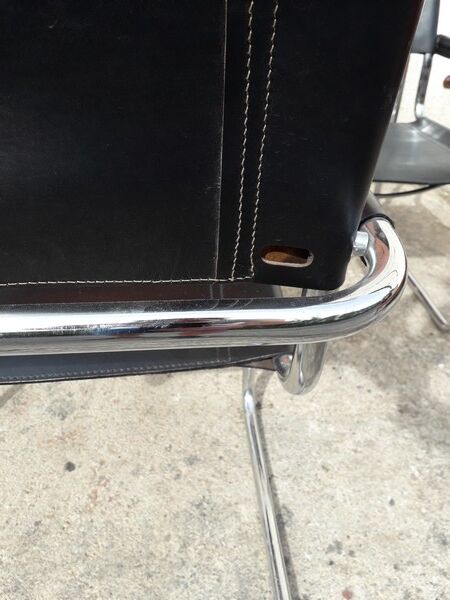 6 Bauhaus armchairs steel and leather / design