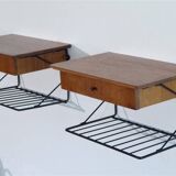 Pair of Scandinavian design hanging bedside tables 1960