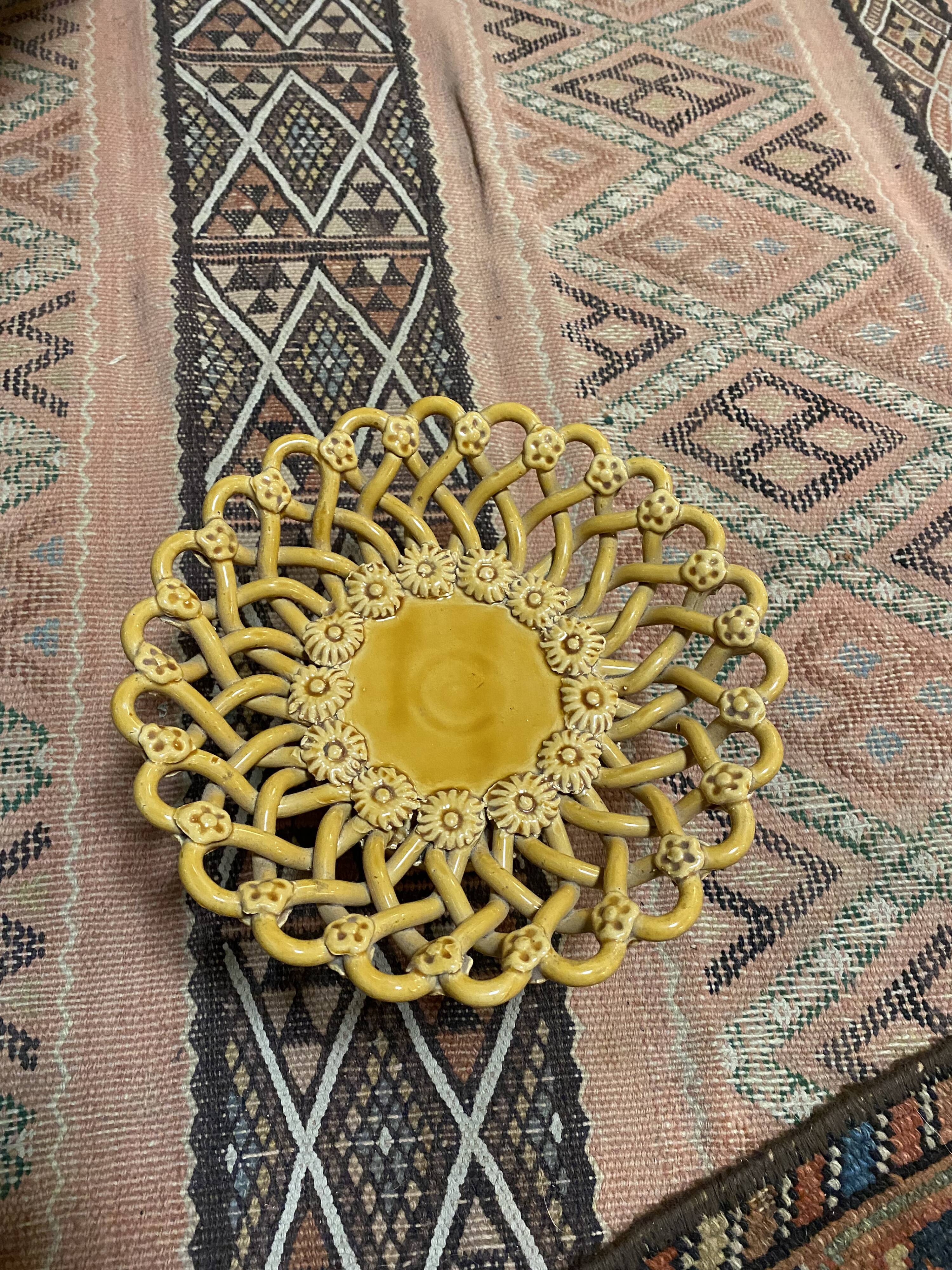 Signed ceramic fruit cup