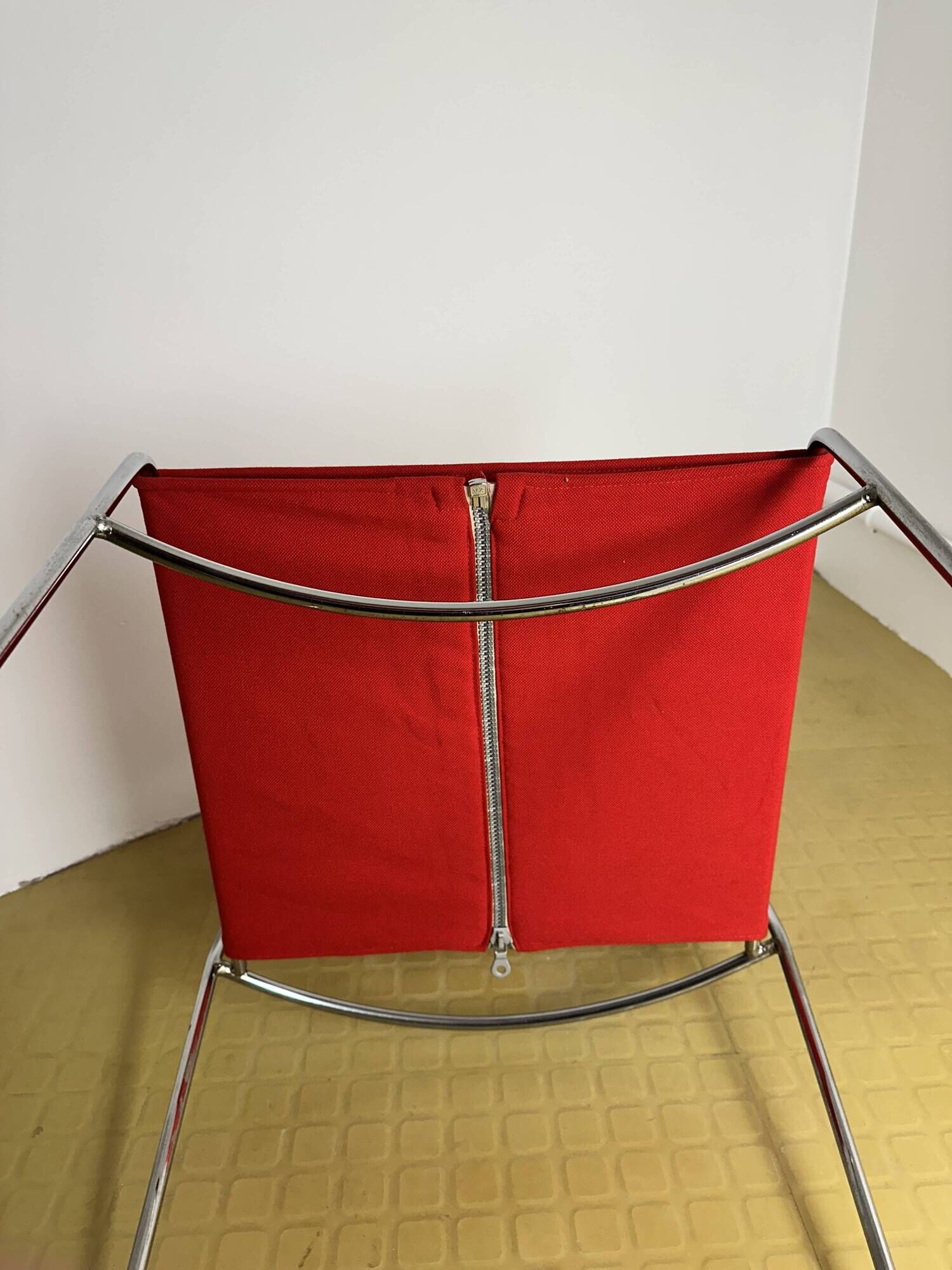 Delfina Chair Enzo Mari for Rexite 1974 Chrome Steel Kvadrat Field Fabric