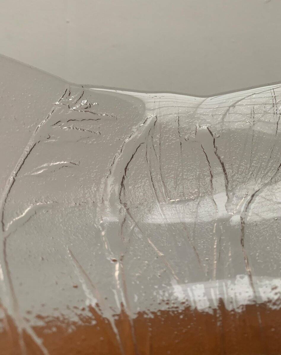 Large glass bowl from the mid-century by Heiniä Kainalossa for Humppila, Finland.