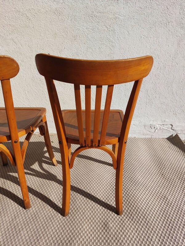 3 chaises bistrot Luterma, teinte chêne moyen