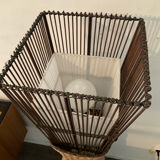 Vintage rattan and raffia floor lamp