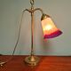Art Deco desk lamp in brass and satin glass, 1920s-30s