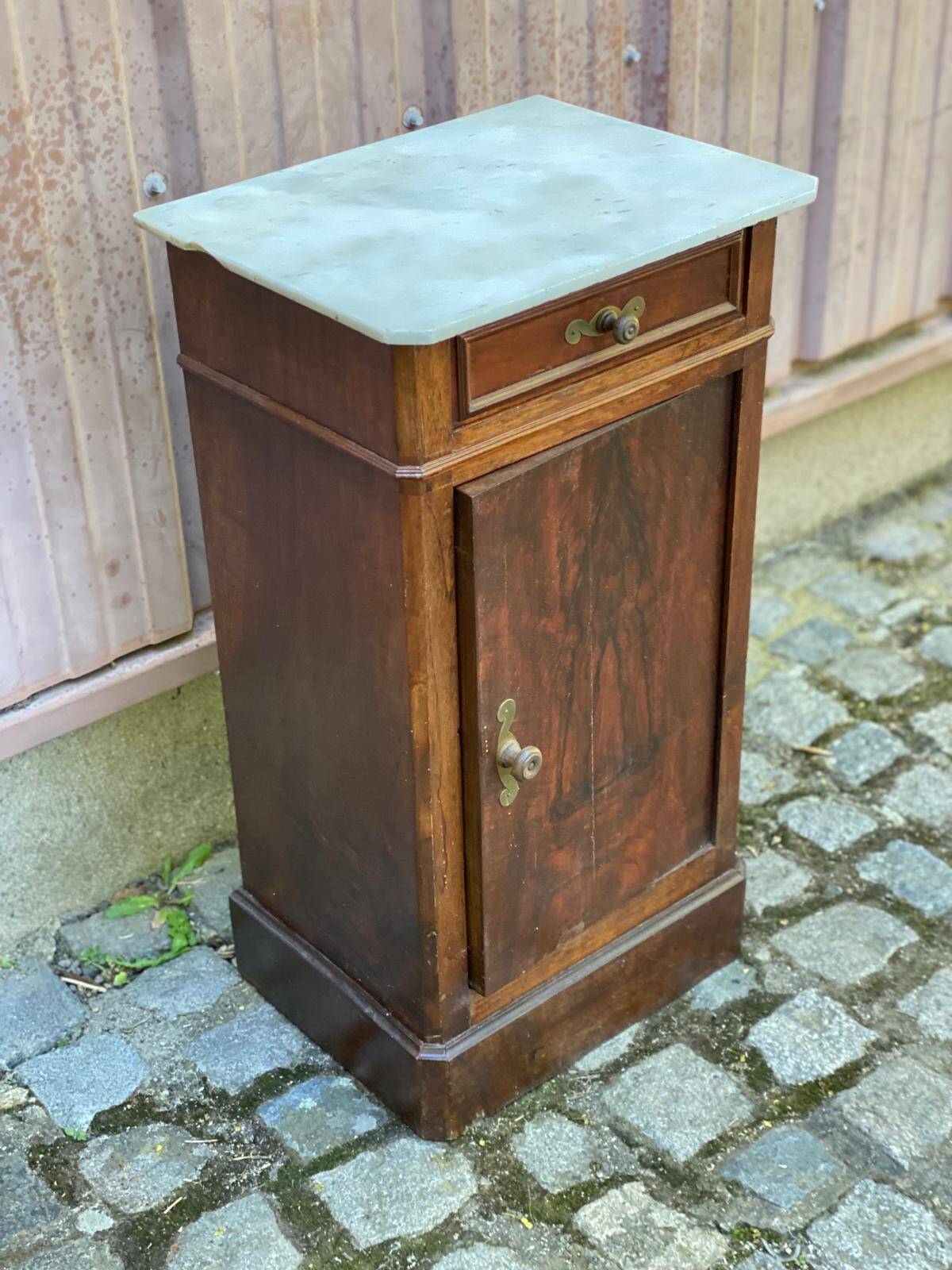 Table de chevet Louis Philippe acajou et marbre blanc du 19ème