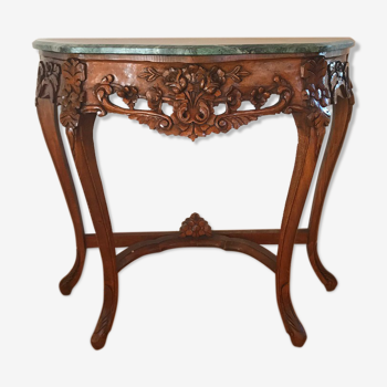 Carved wooden and marble console