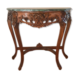 Carved wooden and marble console
