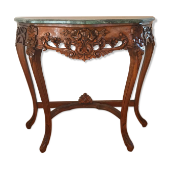 Carved wooden and marble console