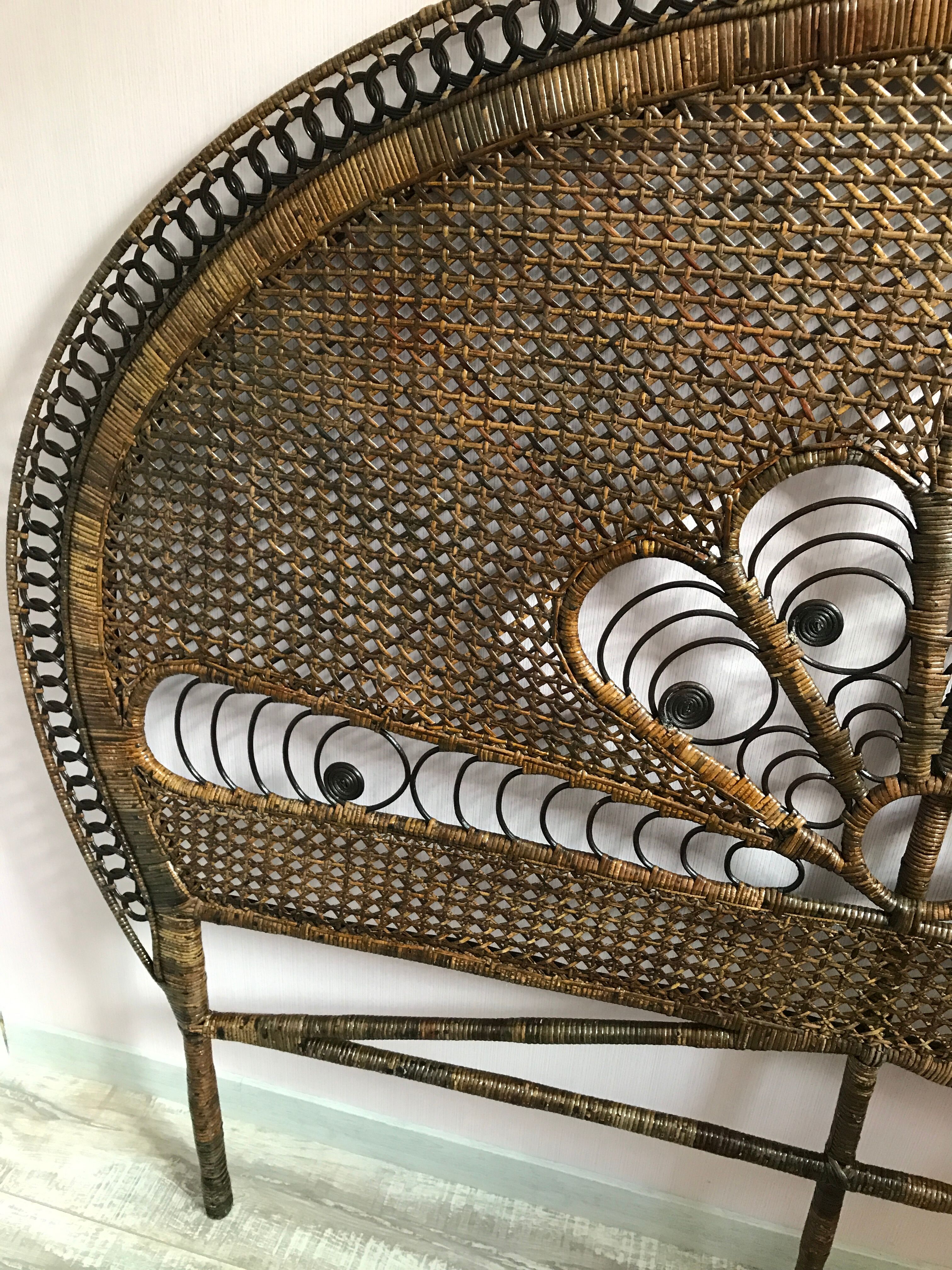 Peacock rattan bedhead