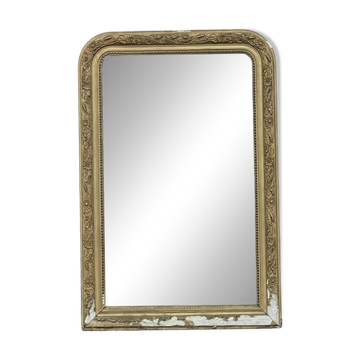 Grand miroir Louis Philippe en bois doré sculpté glace au mercure