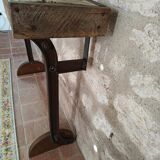 Oak and cast iron console, unique piece.