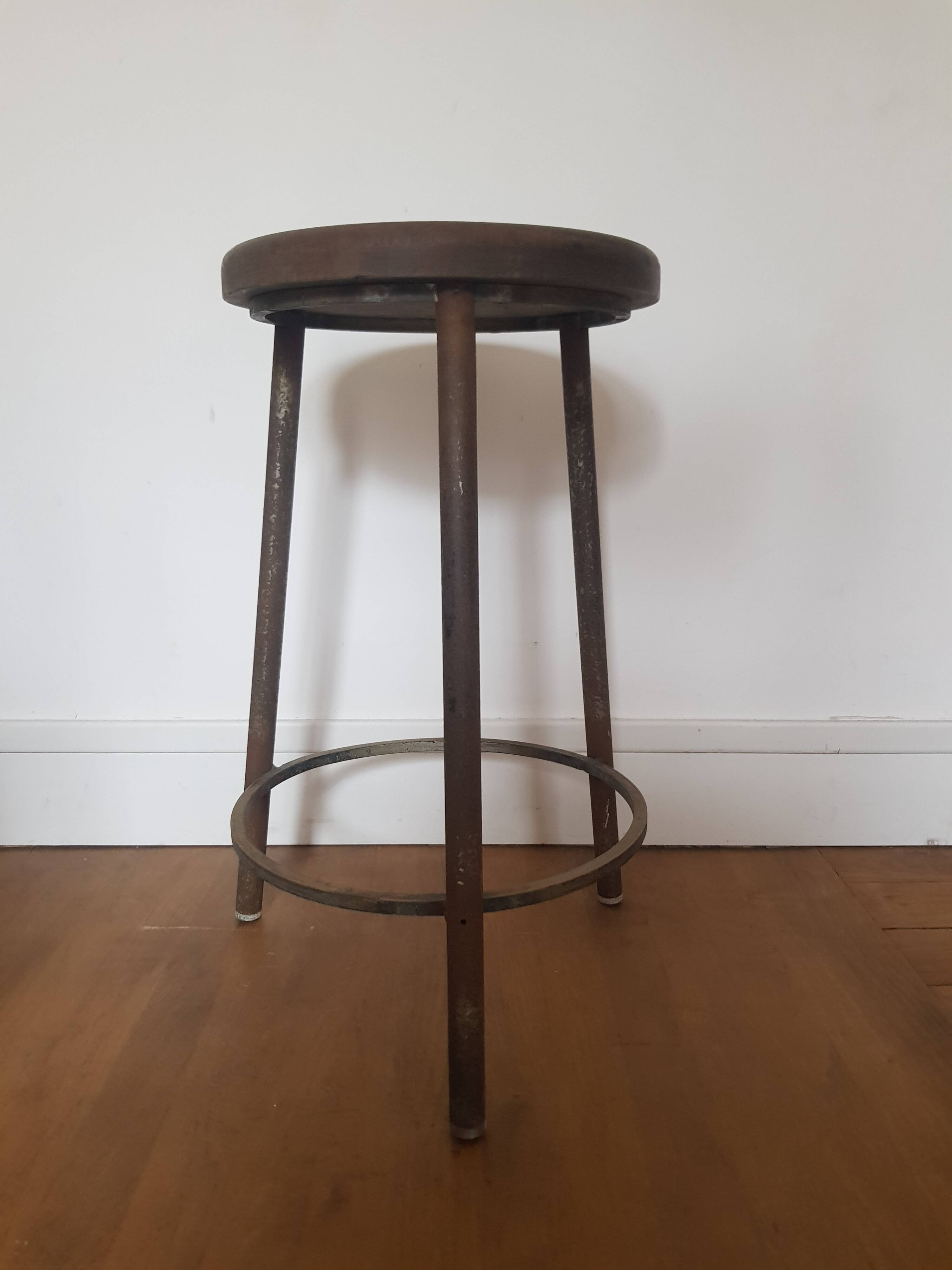 Vintage industrial tripod stool
