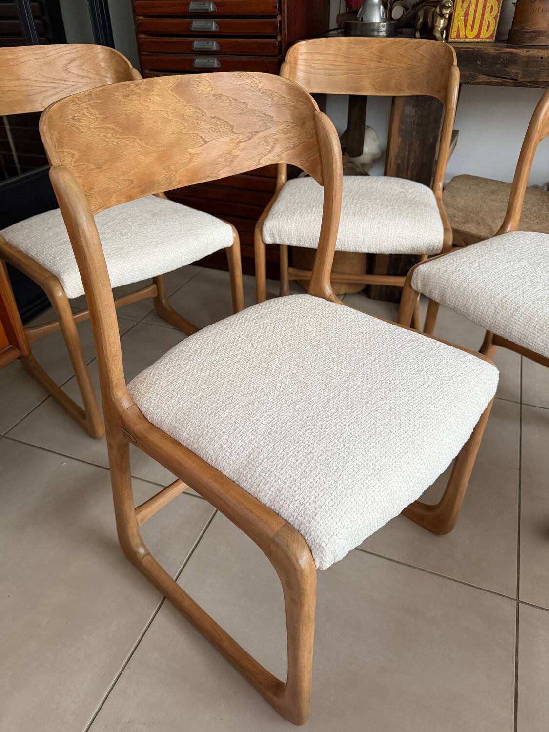 Ensemble de 4 chaises Baumann traîneau