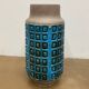 Large blue ceramic mid-century modern vase with graphic pattern