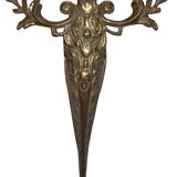 Console table in gold metal and its marble top