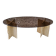 70s travertine and smoked glass designer coffee table