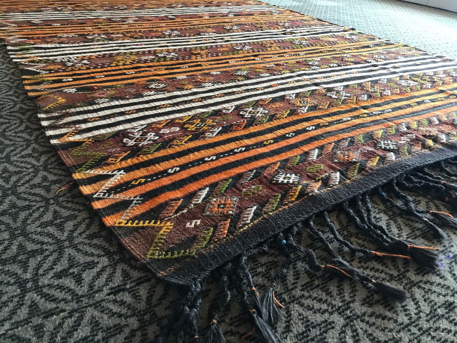Handmade oushak kilim rug 300 x 210 cm