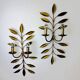 Pair of floral gilded Florentine wall sconces, large mid-century design, Italy 1960s