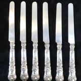 6 dessert knives blade and handle in sterling silver