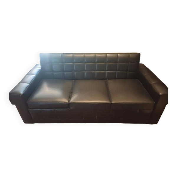 Canape vintage skai noir convertible