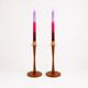 Pair of vintage Scandinavian candlesticks in teak & copper, Sweden, 1970s